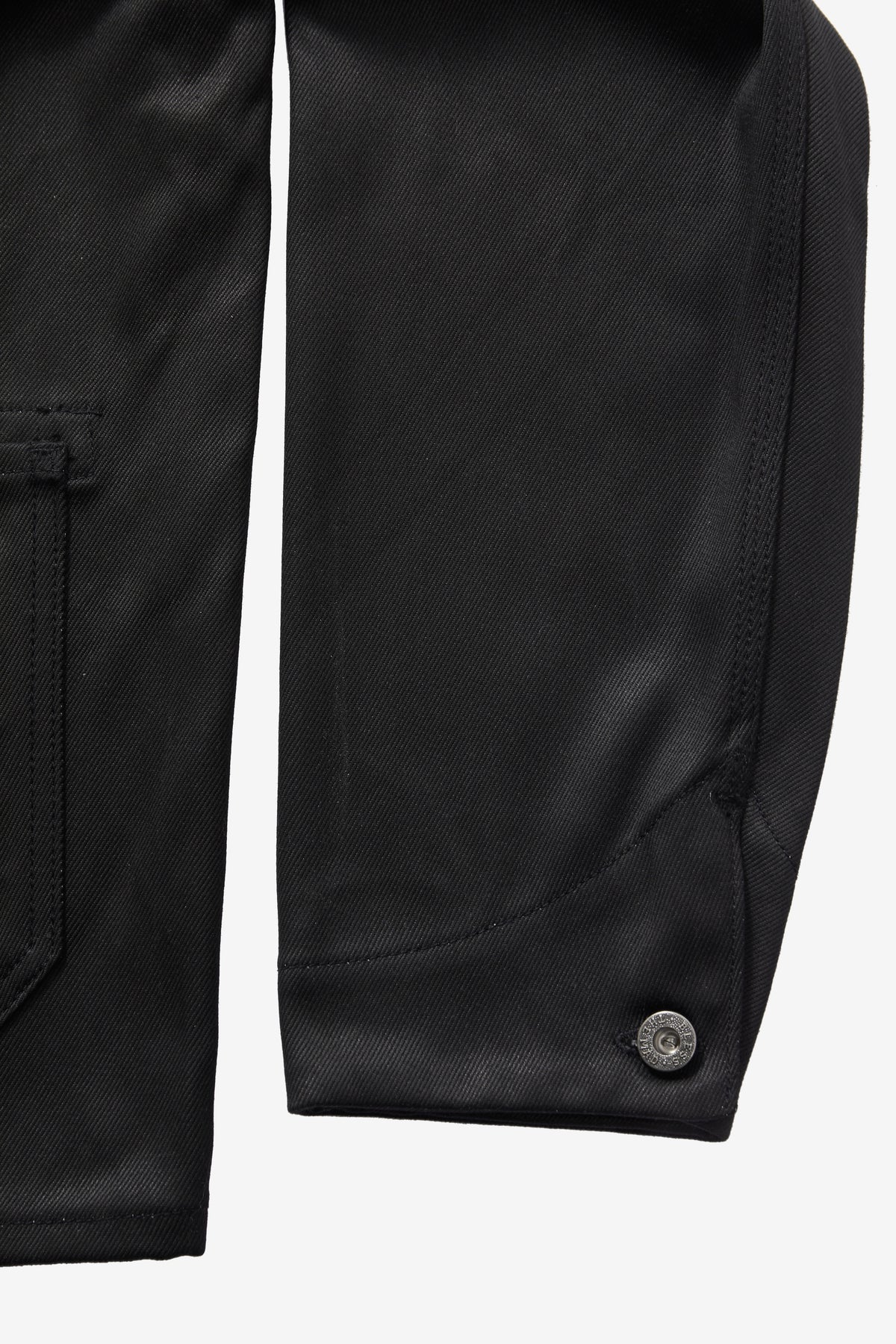 ROSE.CHORE zipped chest pocket and branded shank buttons