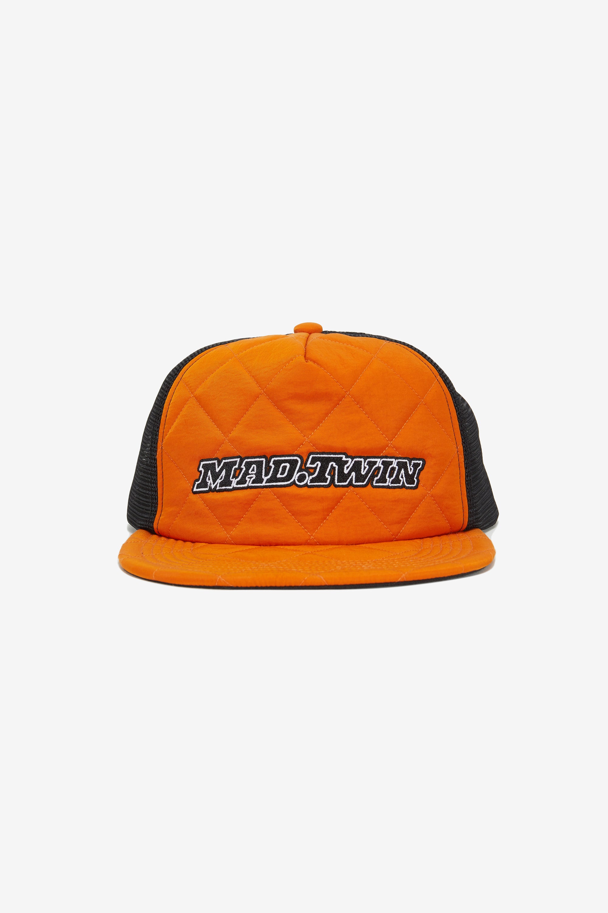 Raised MAD.TWIN embroidery across the crown of the MT.QUILT.HAT