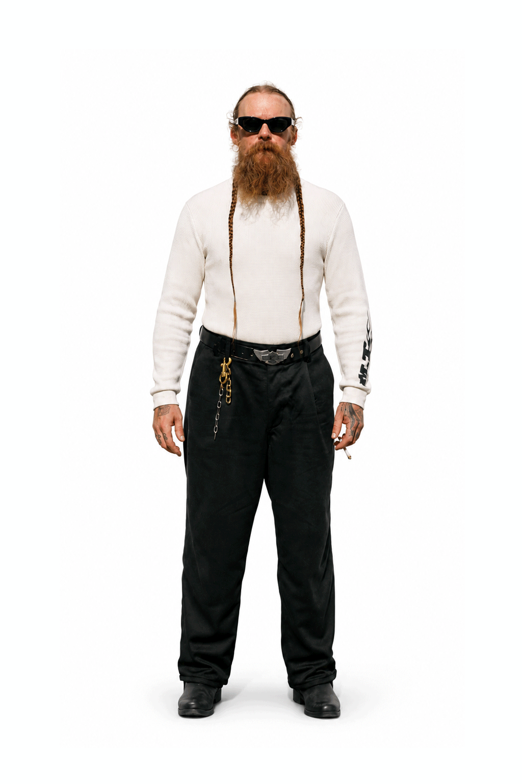 MT.THERMAL in white — 360 degree view of the cotton waffle thermal crew