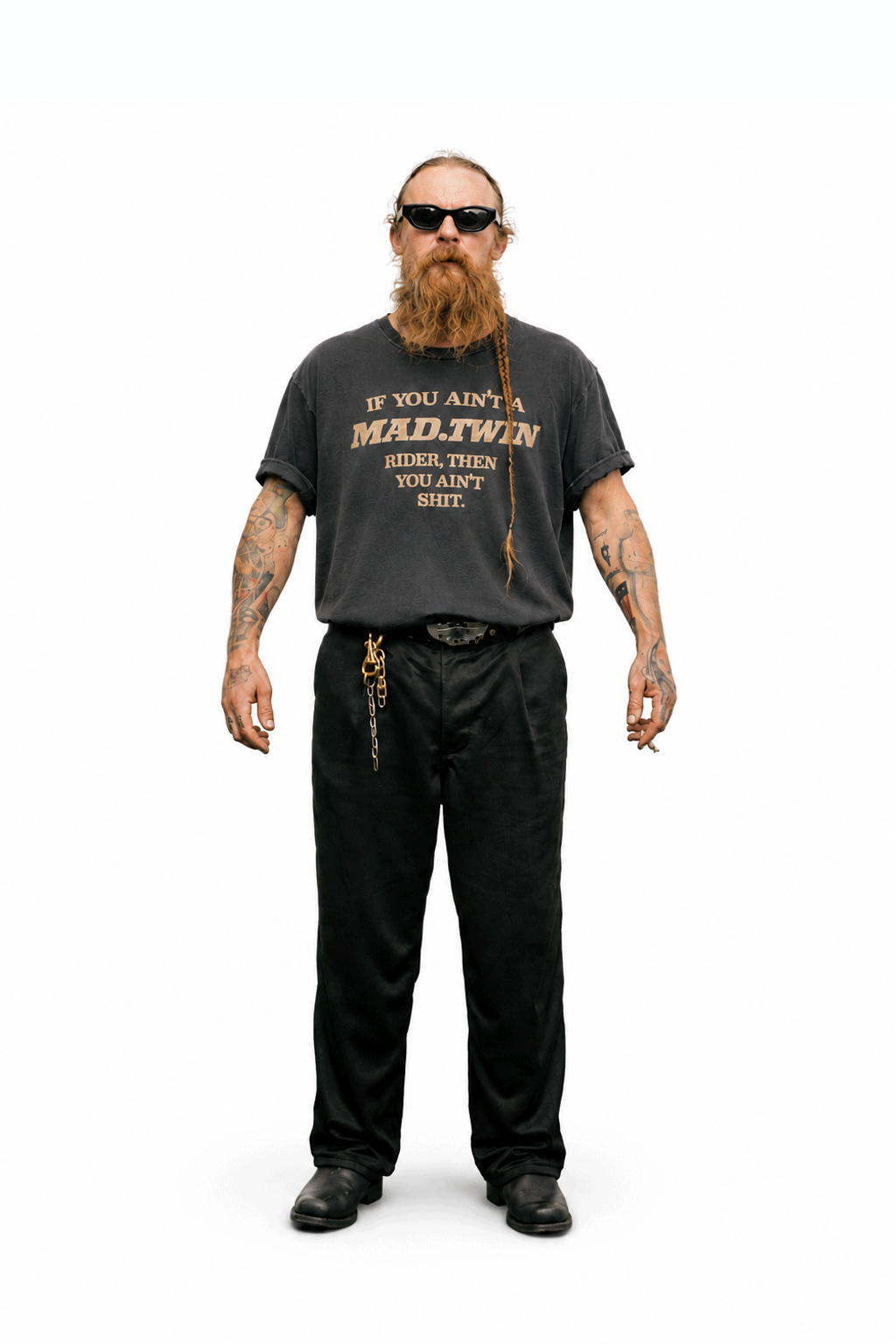 YOU.AIN'T.TEE in black — 360 degree view of the vintage wash graphic tee
